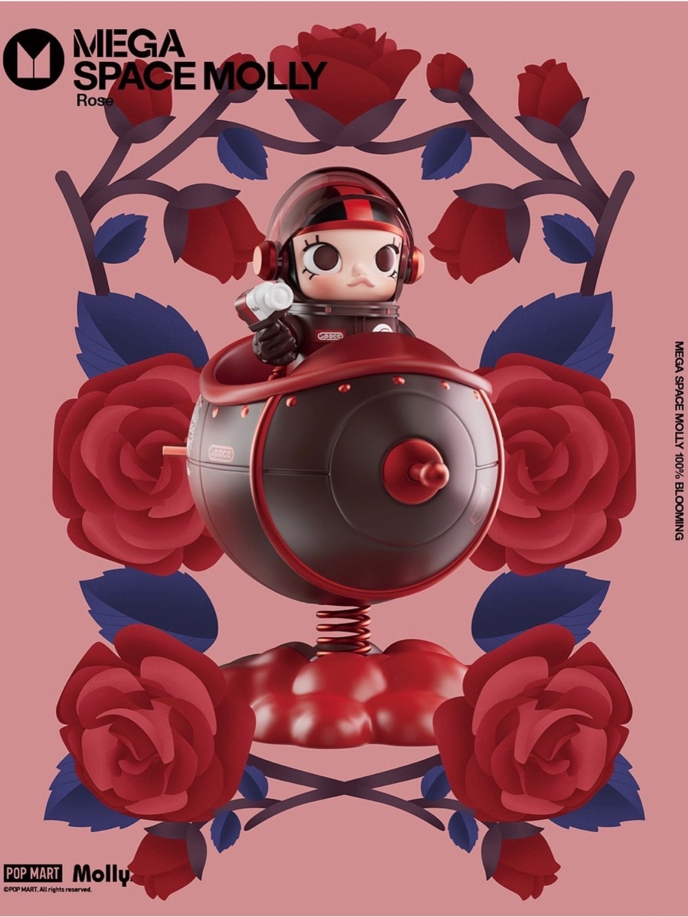 AUTHENTIC Pop Mart Mega Space Molly 100% Blooming Series - Rose (US)